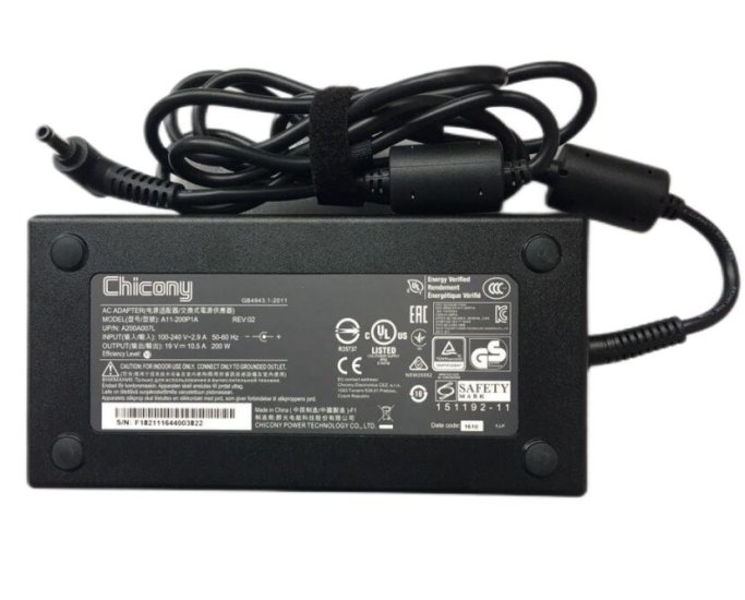 Original 200W MSI GT70SR2-80M41637BW Adapter Charger + Power Cable