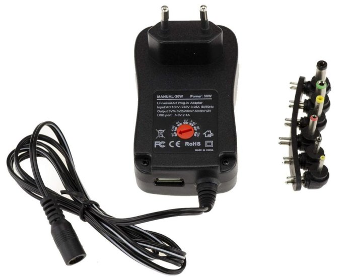 30W Universal Power Supply Adaptor Charger 3V 5V 6V 7.5V 9V 12V DC 6 Different Adapter Plugs - Click Image to Close