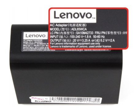 Original 65W Lenovo 01FR096 Adapter Charger + USB Cable