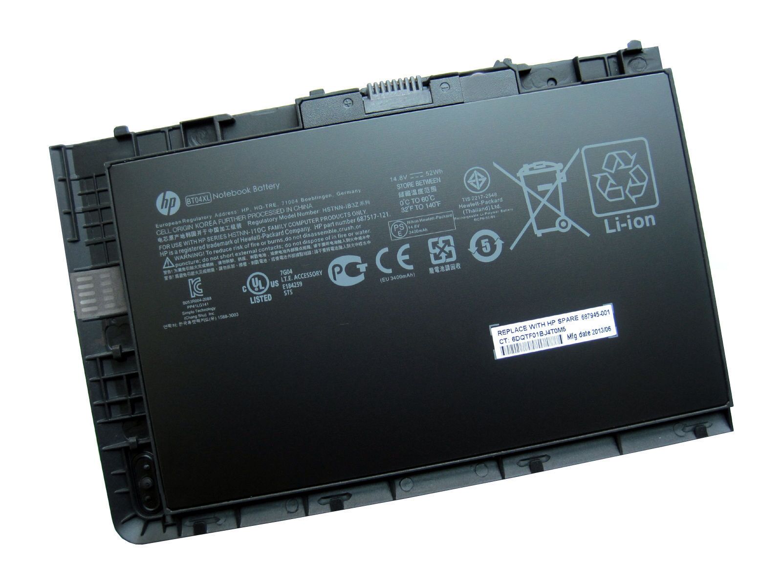 Original 3400mAh 52Wh HP EliteBook Folio 9470m D2T22US Battery